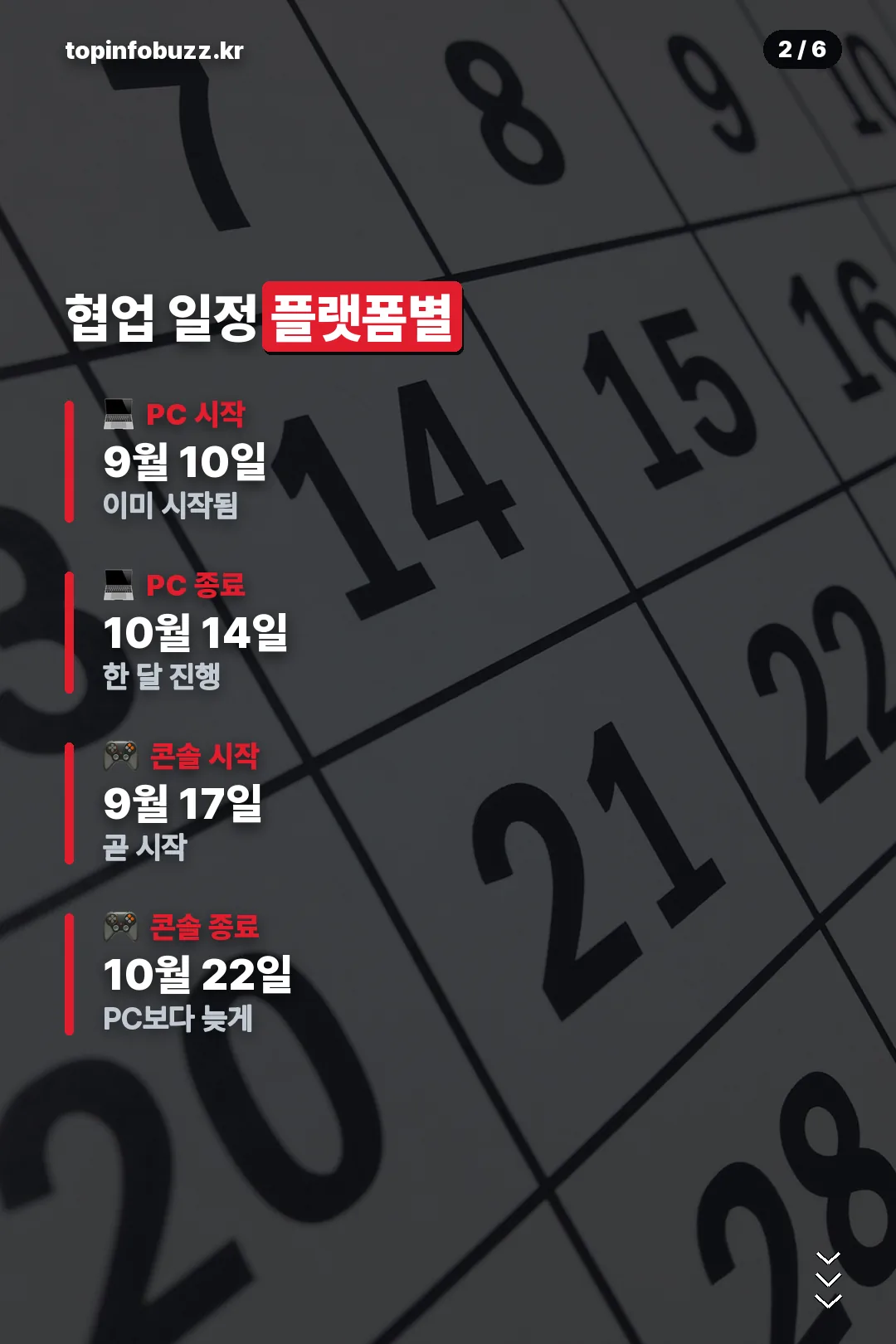 플랫폼별 협업 일정표
