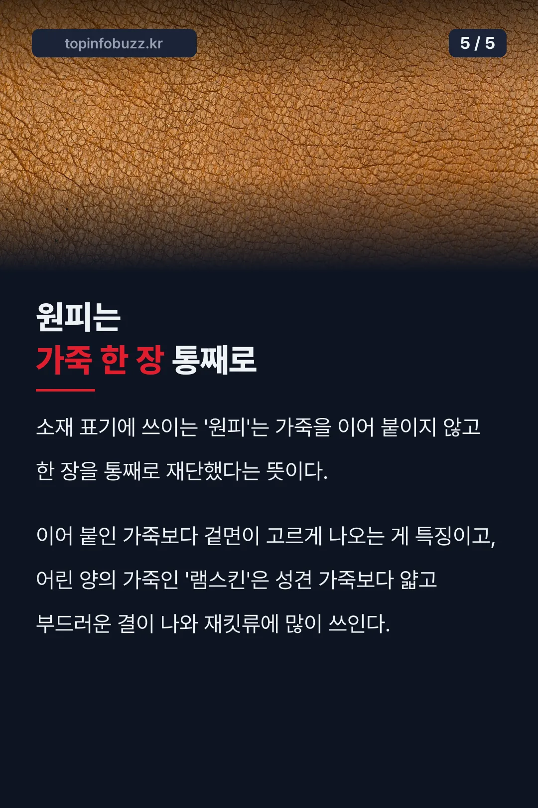 원피·램스킨 소재 설명
